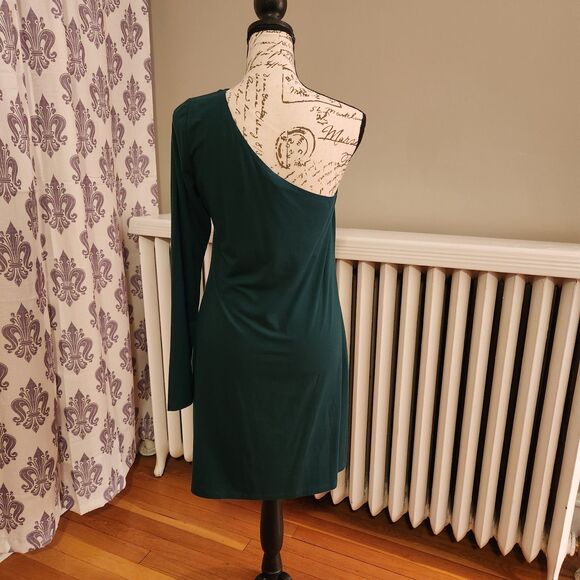 Reformation Yara Eco Cinch Mini Dress, One Shoulder, Forest Green, Sz XL - Picture 4 of 11